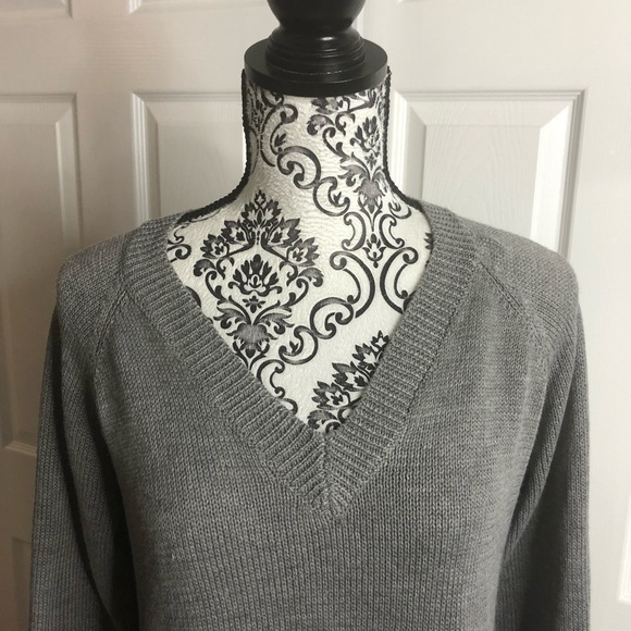 Racheal Sweater Dress Tunic Lace Bottom S/M Gray Offwhite - Picture 4 of 7